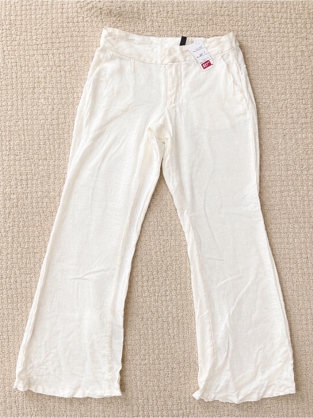 H&M White Wide-Leg Linen Blend Pants NWT